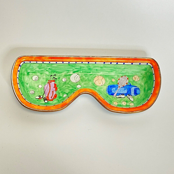 Kelvin Chen Enamel Copper Sunglasses Glasses Holder Dish Golf Tennis - Picture 1 of 6